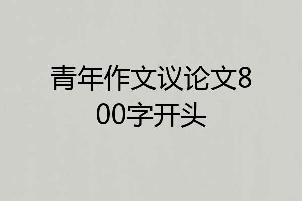 青年作文议论文800字开头