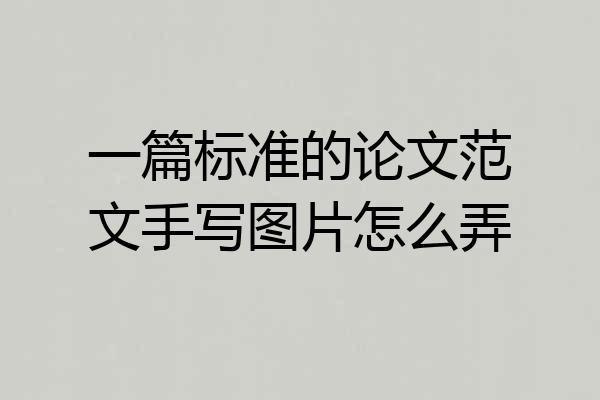 一篇标准的论文范文手写图片怎么弄