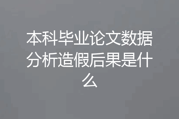 本科毕业论文数据分析造假后果是什么