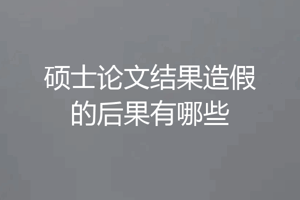 硕士论文结果造假的后果有哪些