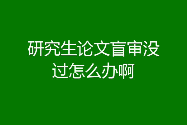 研究生论文盲审没过怎么办啊