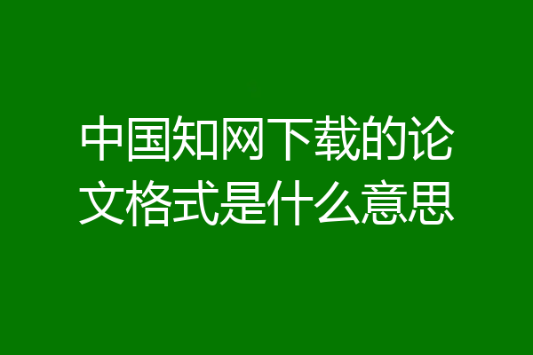 中国知网下载的论文格式是什么意思