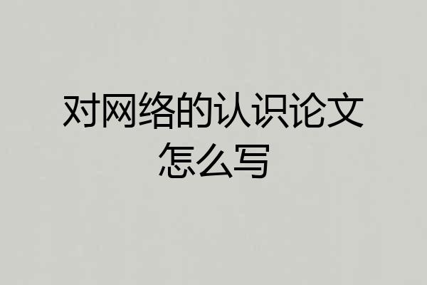 对网络的认识论文怎么写