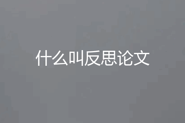 什么叫反思论文