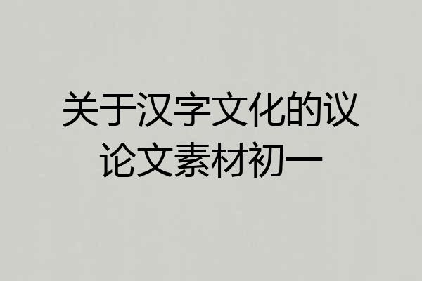 关于汉字文化的议论文素材初一