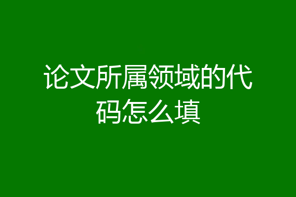 论文所属领域的代码怎么填
