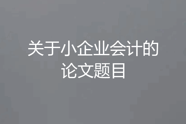 关于小企业会计的论文题目