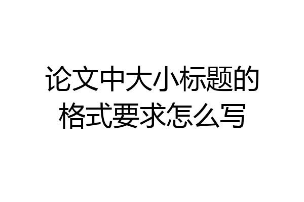 论文中大小标题的格式要求怎么写
