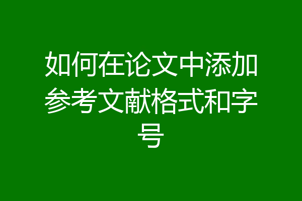 如何在论文中添加参考文献格式和字号