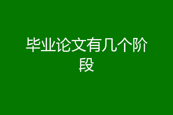 毕业论文有几个阶段