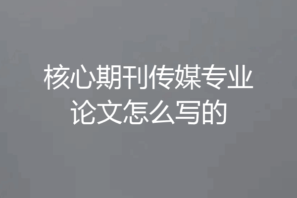 核心期刊传媒专业论文怎么写的