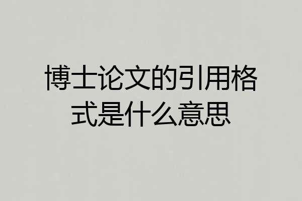 博士论文的引用格式是什么意思