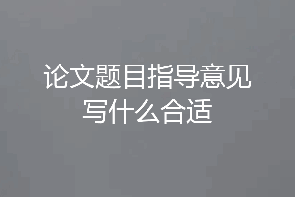 论文题目指导意见写什么合适