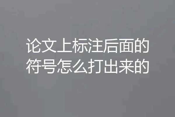 论文上标注后面的符号怎么打出来的