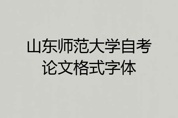 山东师范大学自考论文格式字体