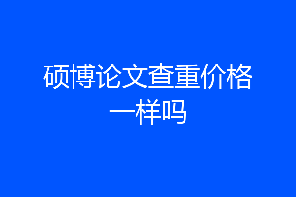 硕博论文查重价格一样吗