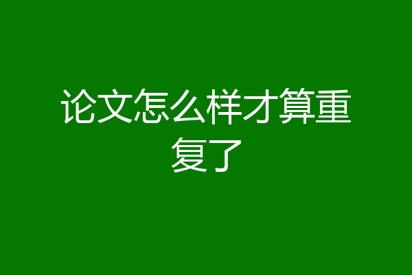论文怎么样才算重复了