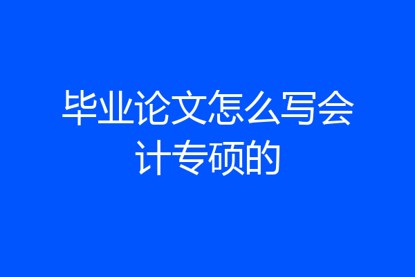 毕业论文怎么写会计专硕的