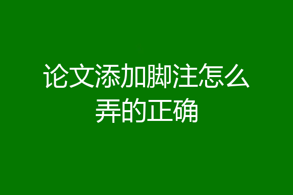 论文添加脚注怎么弄的正确