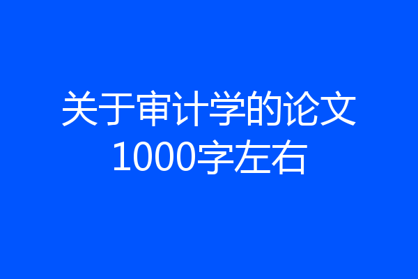 关于审计学的论文1000字左右