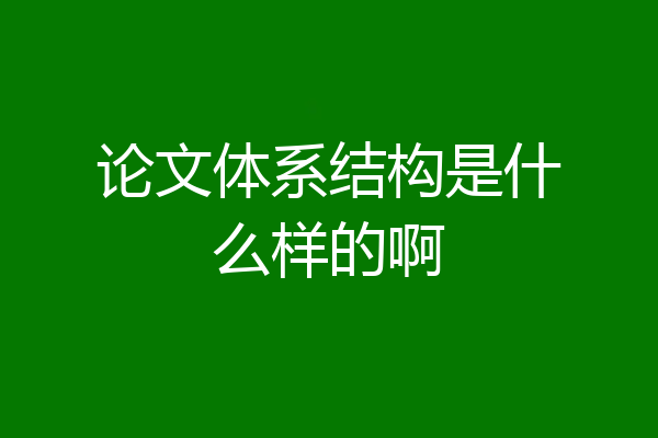 论文体系结构是什么样的啊