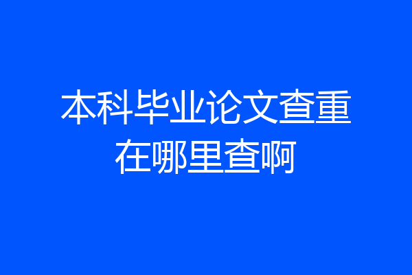 本科毕业论文查重在哪里查啊