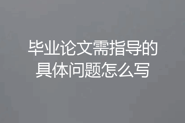 毕业论文需指导的具体问题怎么写