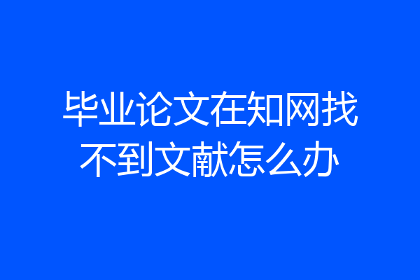 毕业论文在知网找不到文献怎么办