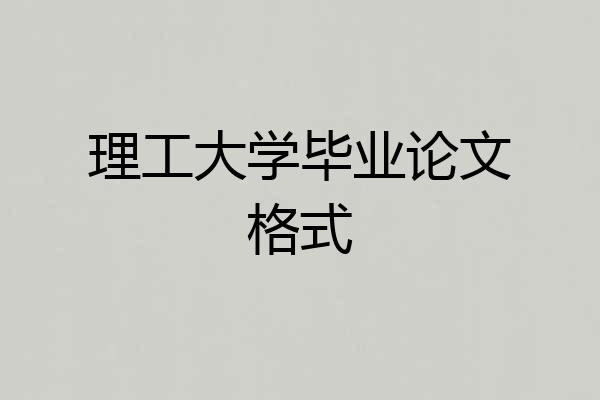 理工大学毕业论文格式