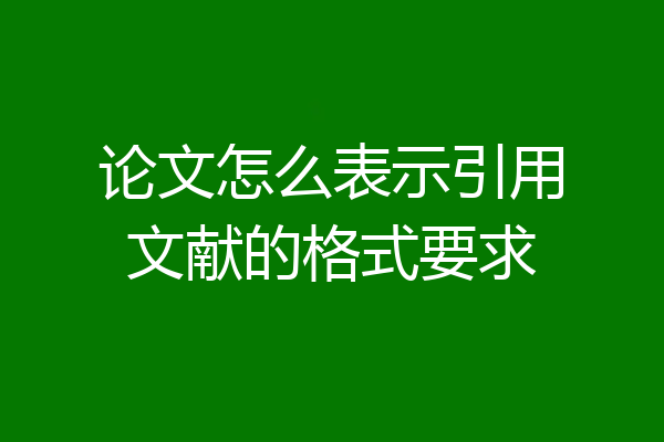 论文怎么表示引用文献的格式要求