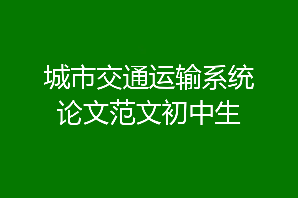 城市交通运输系统论文范文初中生
