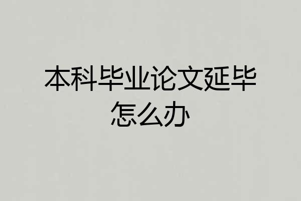 本科毕业论文延毕怎么办