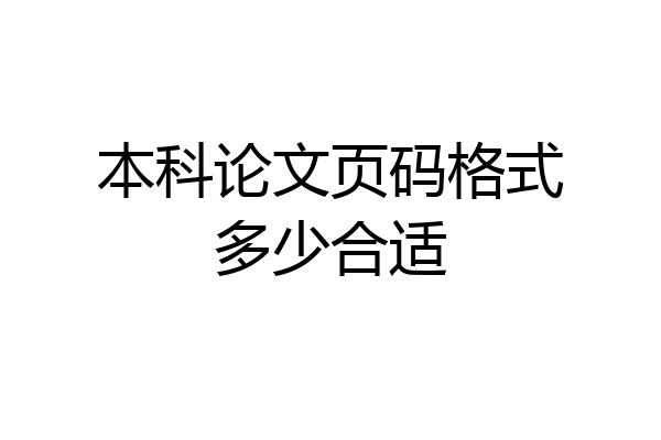 本科论文页码格式多少合适