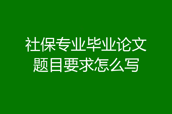 社保专业毕业论文题目要求怎么写