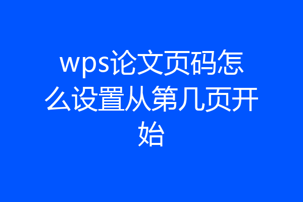wps论文页码怎么设置从第几页开始