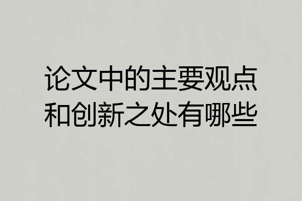 论文中的主要观点和创新之处有哪些