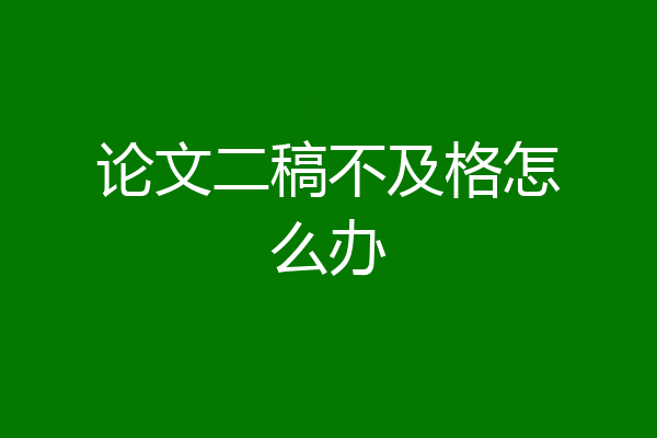 论文二稿不及格怎么办