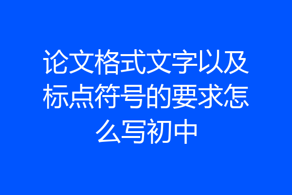 论文格式文字以及标点符号的要求怎么写初中