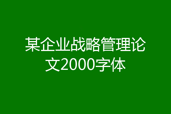 某企业战略管理论文2000字体