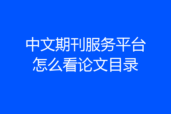 中文期刊服务平台怎么看论文目录