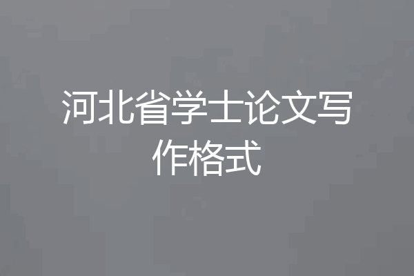 河北省学士论文写作格式