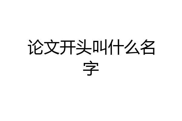论文开头叫什么名字