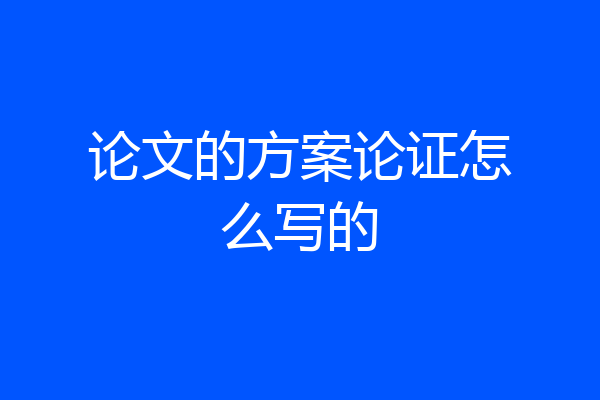 论文的方案论证怎么写的