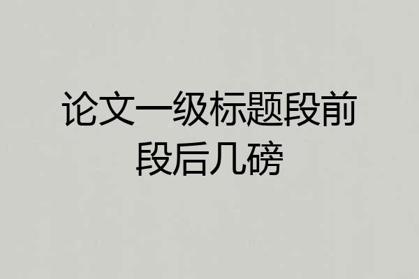 论文一级标题段前段后几磅
