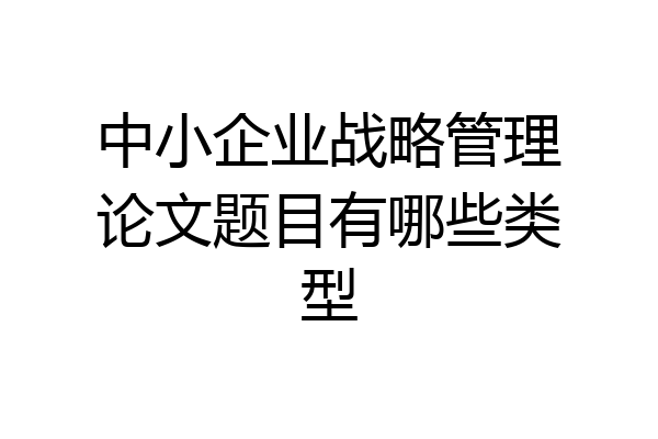 中小企业战略管理论文题目有哪些类型