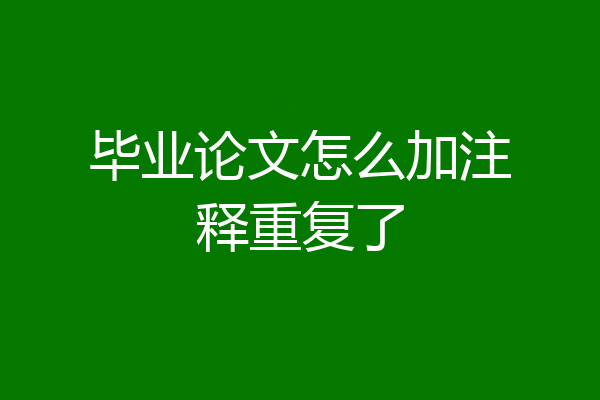 毕业论文怎么加注释重复了