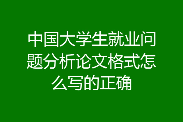 中国大学生就业问题分析论文格式怎么写的正确