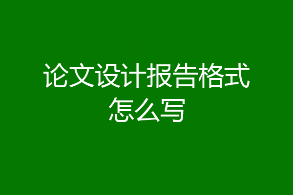 论文设计报告格式怎么写