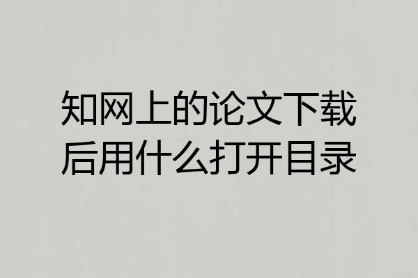 知网上的论文下载后用什么打开目录