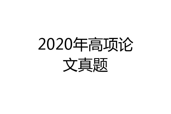 2020年高项论文真题